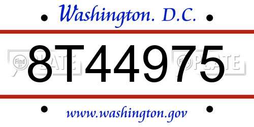 8T44975 District Of Columbia License Plate