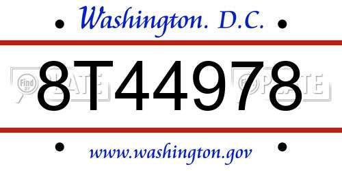 8T44978 District Of Columbia License Plate
