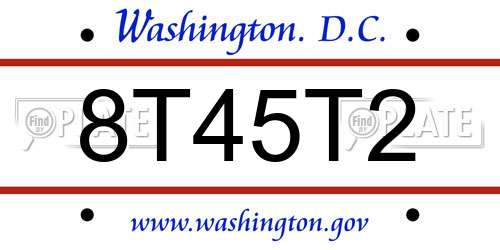 8T45T2 District Of Columbia License Plate