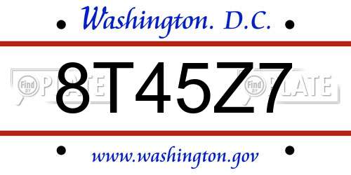 8T45Z7 District Of Columbia License Plate