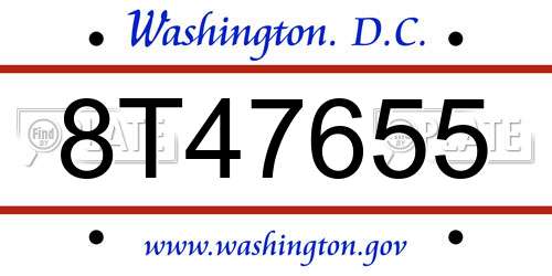 8T47655 District Of Columbia License Plate