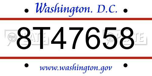 8T47658 District Of Columbia License Plate