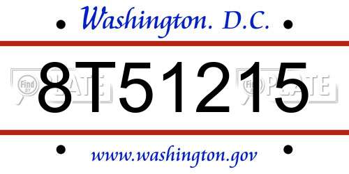 8T51215 District Of Columbia License Plate