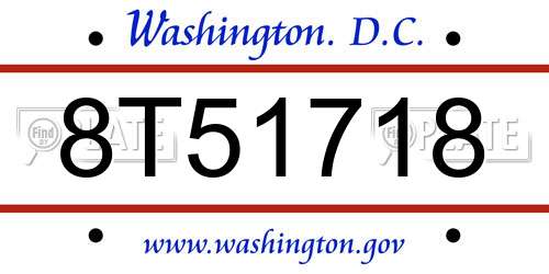 8T51718 District Of Columbia License Plate
