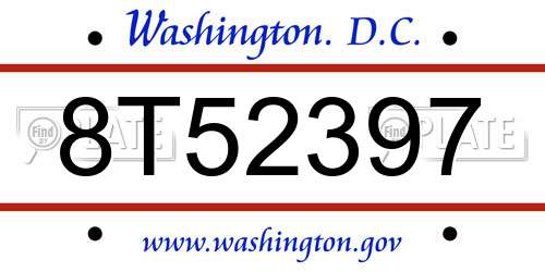 8T52397 District Of Columbia License Plate
