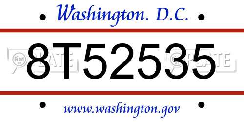 8T52535 District Of Columbia License Plate