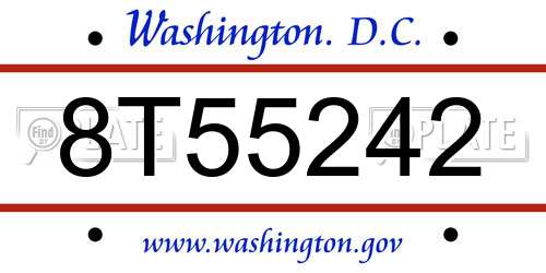 8T55242 District Of Columbia License Plate