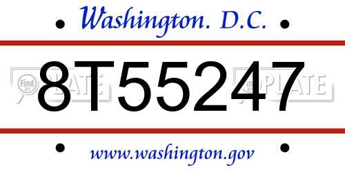 8T55247 District Of Columbia License Plate