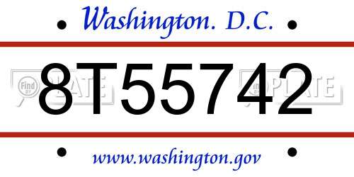 8T55742 District Of Columbia License Plate