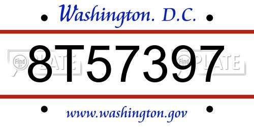 8T57397 District Of Columbia License Plate