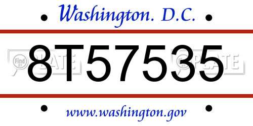 8T57535 District Of Columbia License Plate