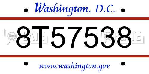 8T57538 District Of Columbia License Plate
