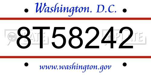 8T58242 District Of Columbia License Plate