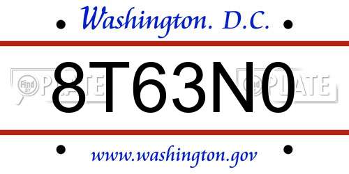 8T63N0 District Of Columbia License Plate