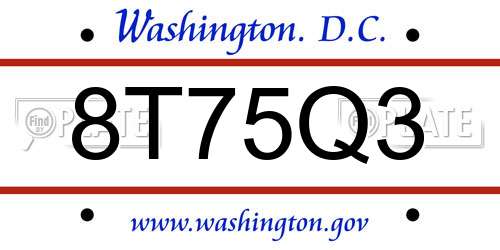 8T75Q3 District Of Columbia License Plate