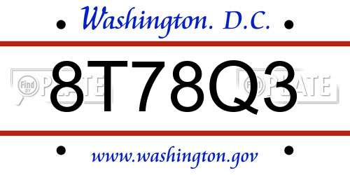 8T78Q3 District Of Columbia License Plate