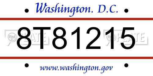 8T81215 District Of Columbia License Plate