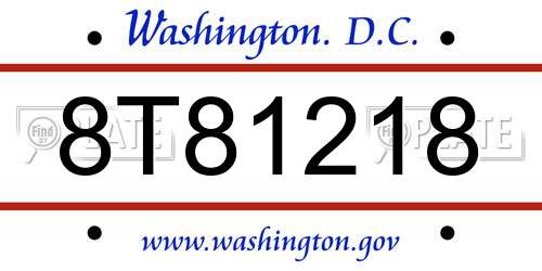 8T81218 District Of Columbia License Plate