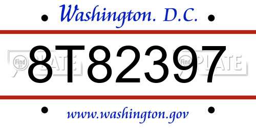 8T82397 District Of Columbia License Plate