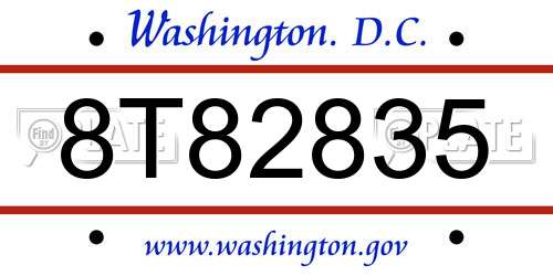 8T82835 District Of Columbia License Plate