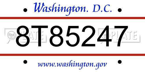 8T85247 District Of Columbia License Plate