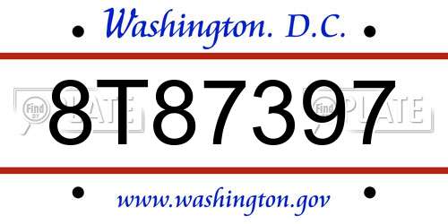 8T87397 District Of Columbia License Plate