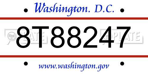 8T88247 District Of Columbia License Plate