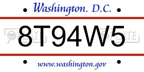 8T94W5 District Of Columbia License Plate