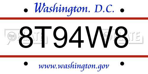 8T94W8 District Of Columbia License Plate
