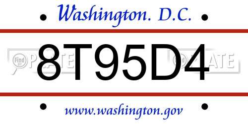 8T95D4 District Of Columbia License Plate