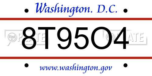 8T95O4 District Of Columbia License Plate