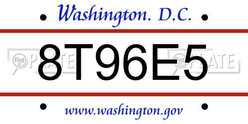 8T96E5 District Of Columbia License Plate