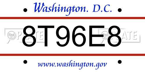 8T96E8 District Of Columbia License Plate