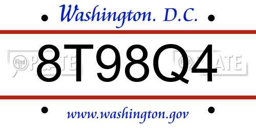 8T98Q4 District Of Columbia License Plate