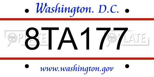 8TA177 District Of Columbia License Plate
