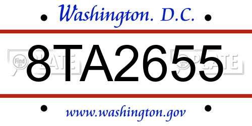 8TA2655 District Of Columbia License Plate