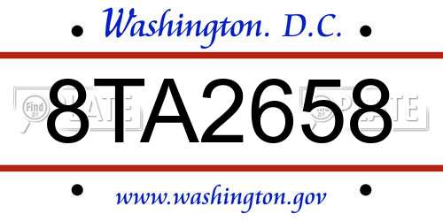 8TA2658 District Of Columbia License Plate