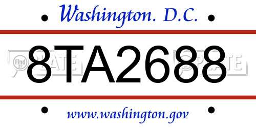 8TA2688 District Of Columbia License Plate