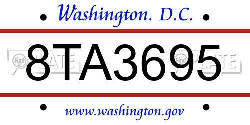 8TA3695 District Of Columbia License Plate