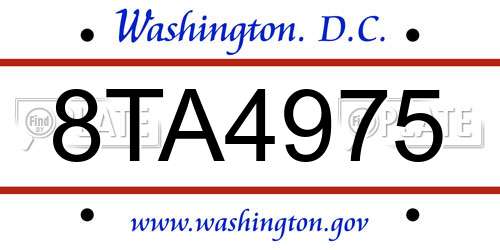 8TA4975 District Of Columbia License Plate