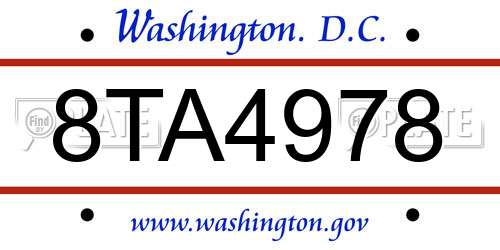 8TA4978 District Of Columbia License Plate