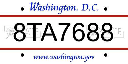 8TA7688 District Of Columbia License Plate