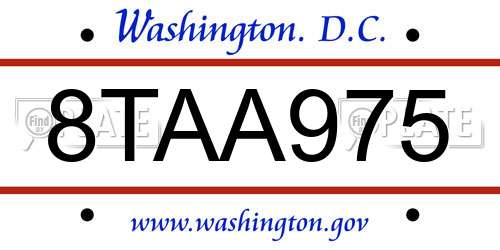 8TAA975 District Of Columbia License Plate