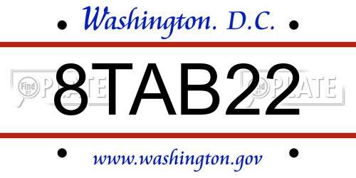 8TAB22 District Of Columbia License Plate