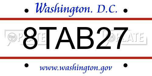 8TAB27 District Of Columbia License Plate