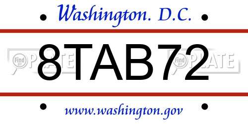 8TAB72 District Of Columbia License Plate