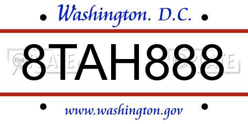 8TAH888 District Of Columbia License Plate