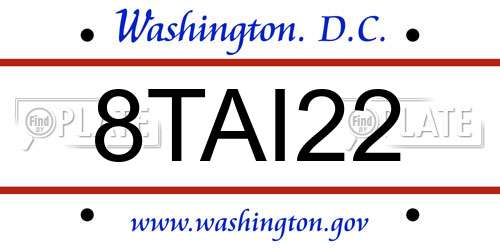 8TAI22 District Of Columbia License Plate