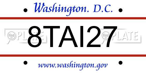 8TAI27 District Of Columbia License Plate