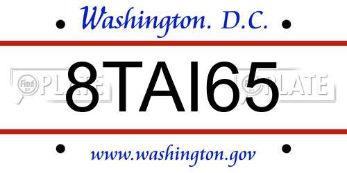 8TAI65 District Of Columbia License Plate